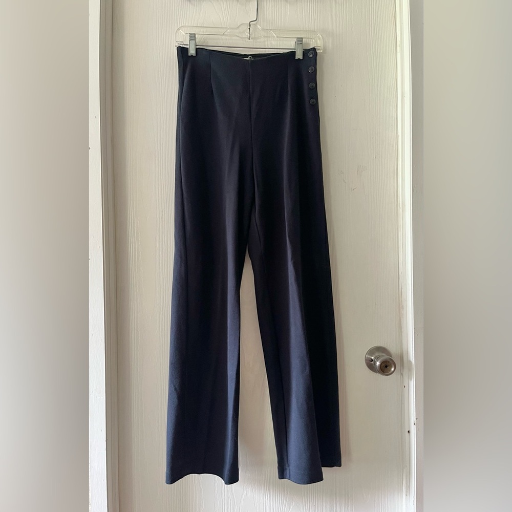 Jones New York Vintage Dark Navy Wide Leg Soft Cotton Pants